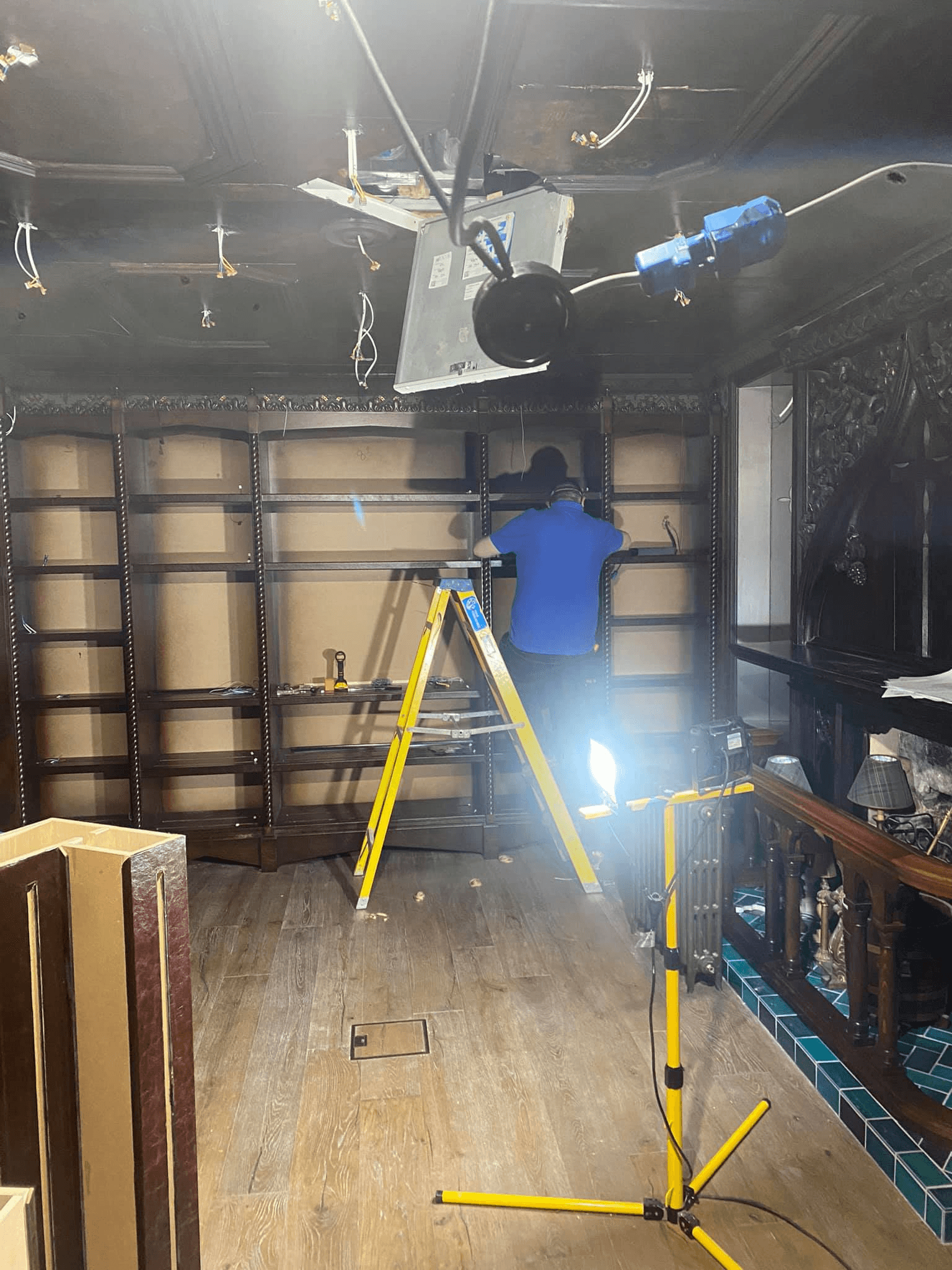 Installation work in progress at Berties Whisky Bar