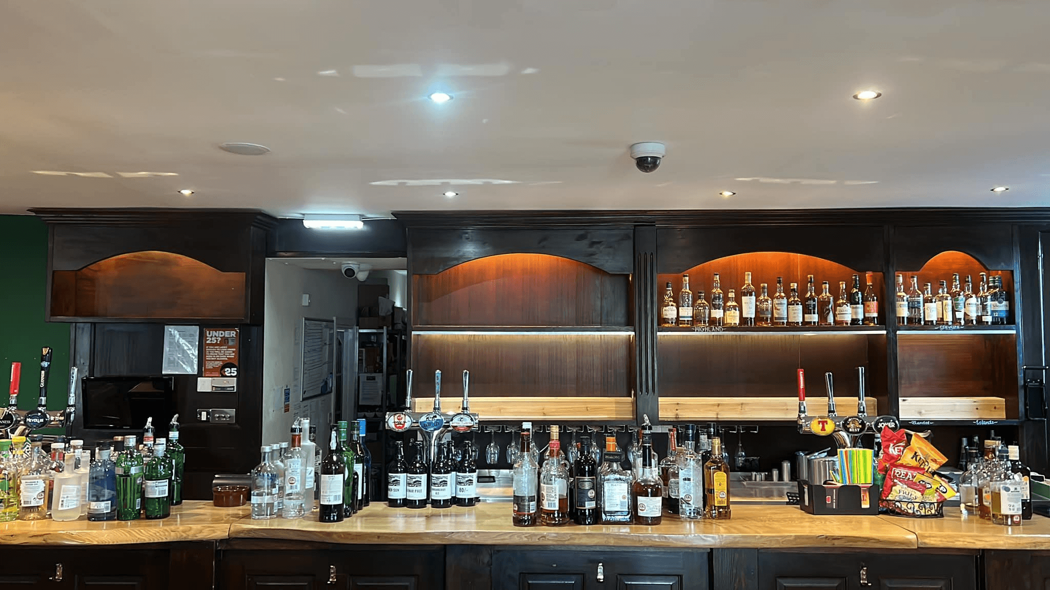 Back bar LED lighting installation at Farquharson's Bar Braemar